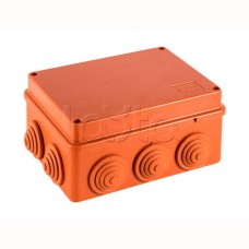 JBS150 Коробка огн. E110, о/п 150х110х70мм, без галогена,10 вых., IP55, 9P, (1,5-4 мм2), цвет оранж. Экопласт (43169HF)